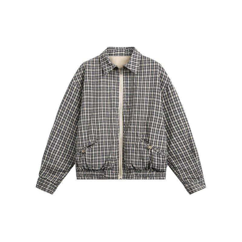 Unisex short jacket in Harrington style with zipper and checkered lining EVA-US