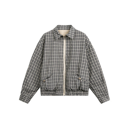 Unisex short jacket in Harrington style with zipper and checkered lining EVA-US