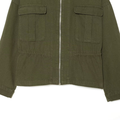 Women's Cropped Field Jacket with full-length zipper, flap pockets, and drawstring waist EVA-US
