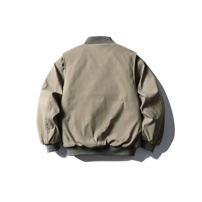 Unisex Short Boxy Quilted Bomber Jacket in Utility Look with Ribbed Collar EVA-US