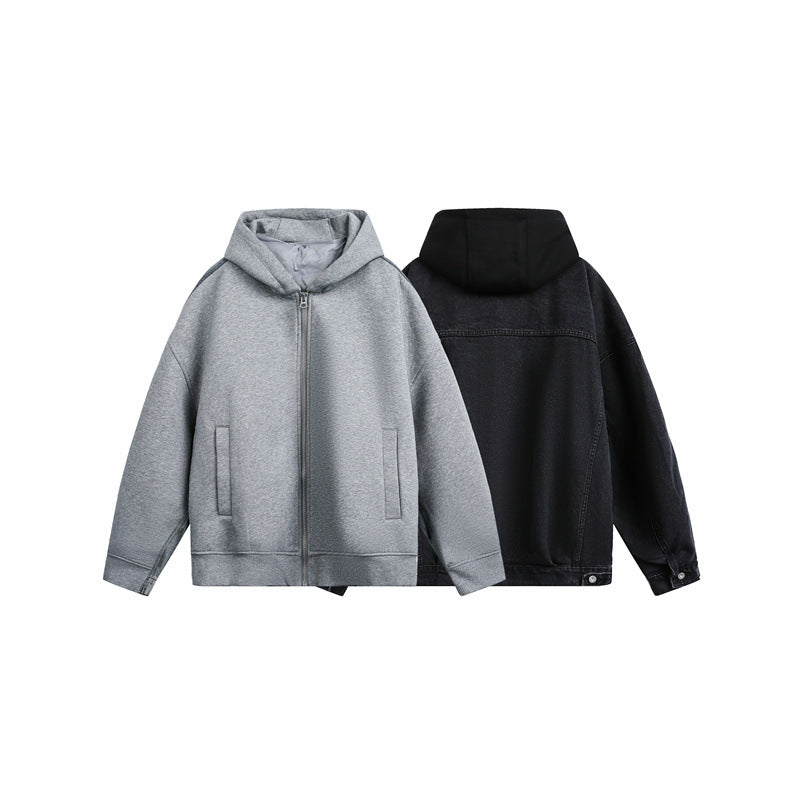 Unisex Oversize Hooded Sweat Jacket with Zipper, Side Pockets and Lined Hood EVA-US