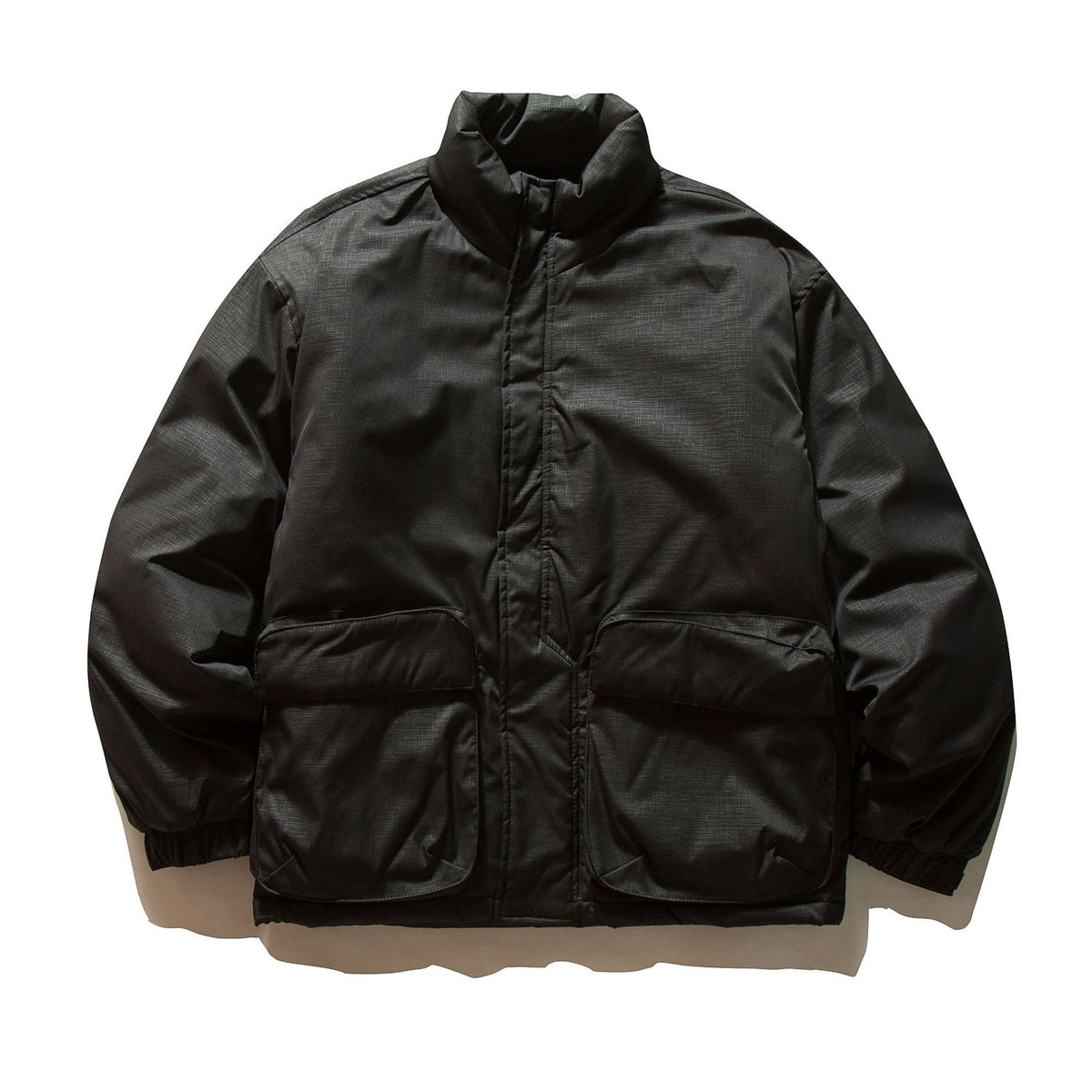 Unisex Boxy-filled Puffer jacket with high stand-up collar and utility pockets EVA-US