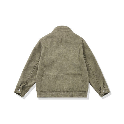Men's short-cut fleece jacket with cord collar and quilted lining EVA-US