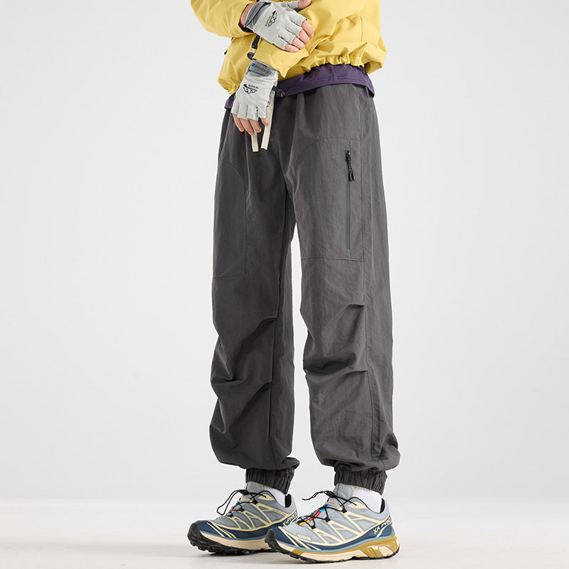 Men's Lightweight Tech Cargo Jog Pants made of Ripstop with Thigh Zipper and Elastic Hem EVA-US