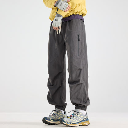 Men's Lightweight Tech Cargo Jog Pants made of Ripstop with Thigh Zipper and Elastic Hem EVA-US