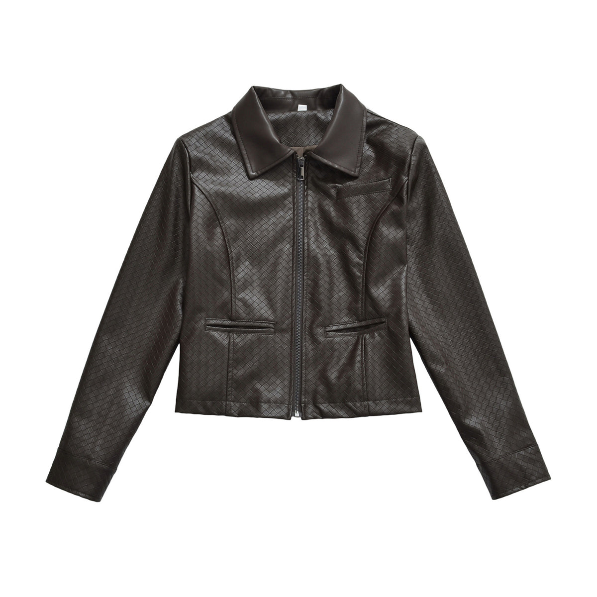 Women’s jacket made of embossed faux leather with zipper and shirt collar EVA-US