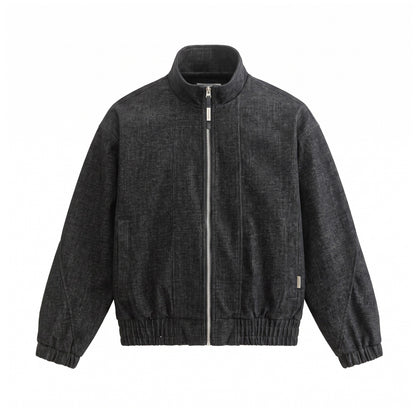 Unisex Boxy Bomber Jacket made of structured denim look with high standing collar EVA-US