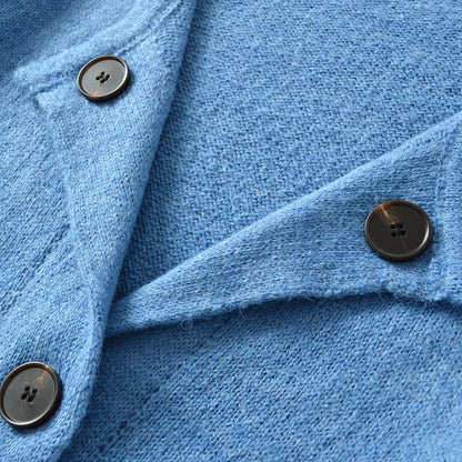 Women's Cropped Tailored Cardigan with Shawl Collar and Large Decorative Buttons EVA-US