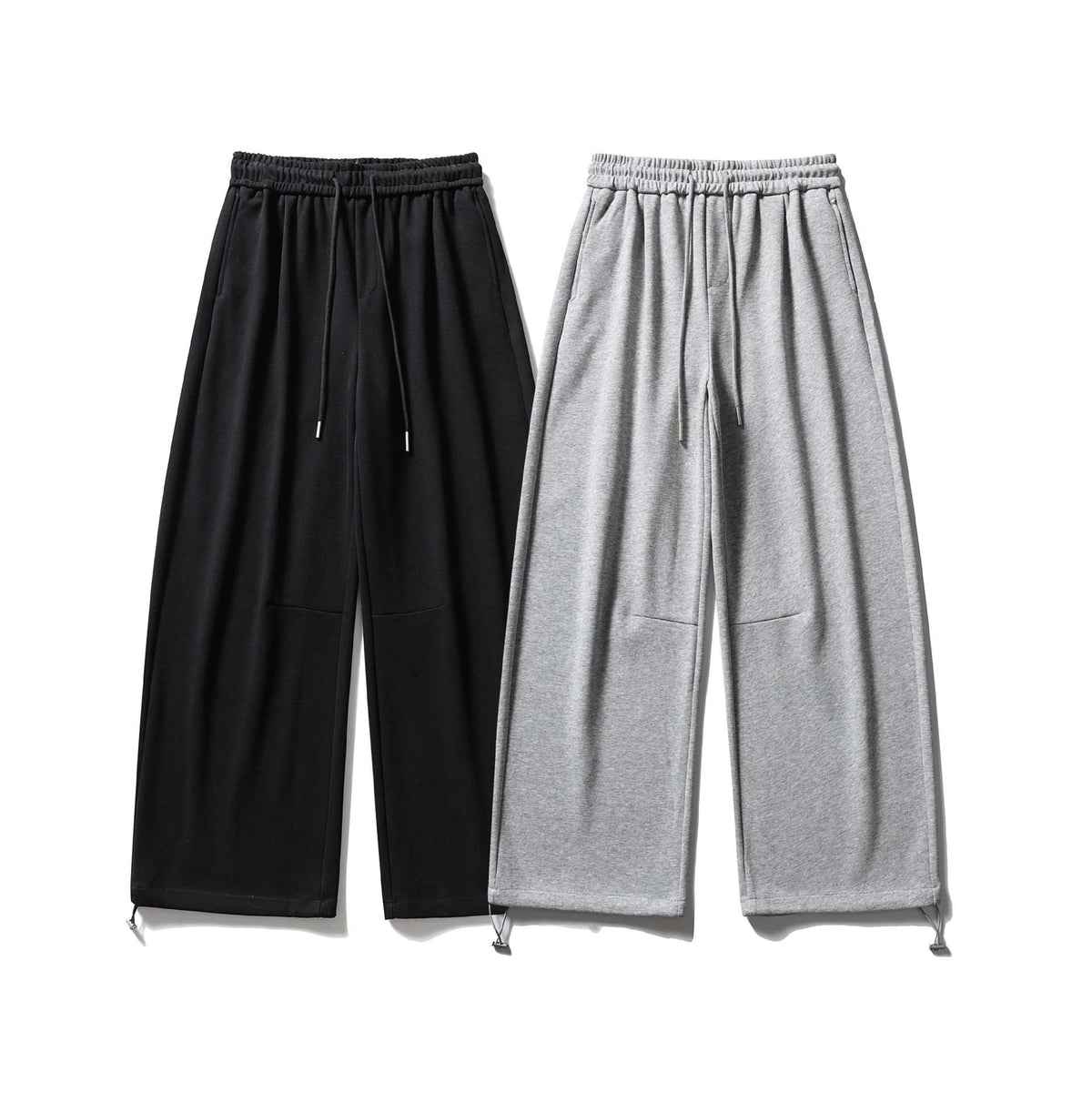 Unisex Wide Sweatpant with Drawstring, Knee Patch and Adjustable Hem EVA-US