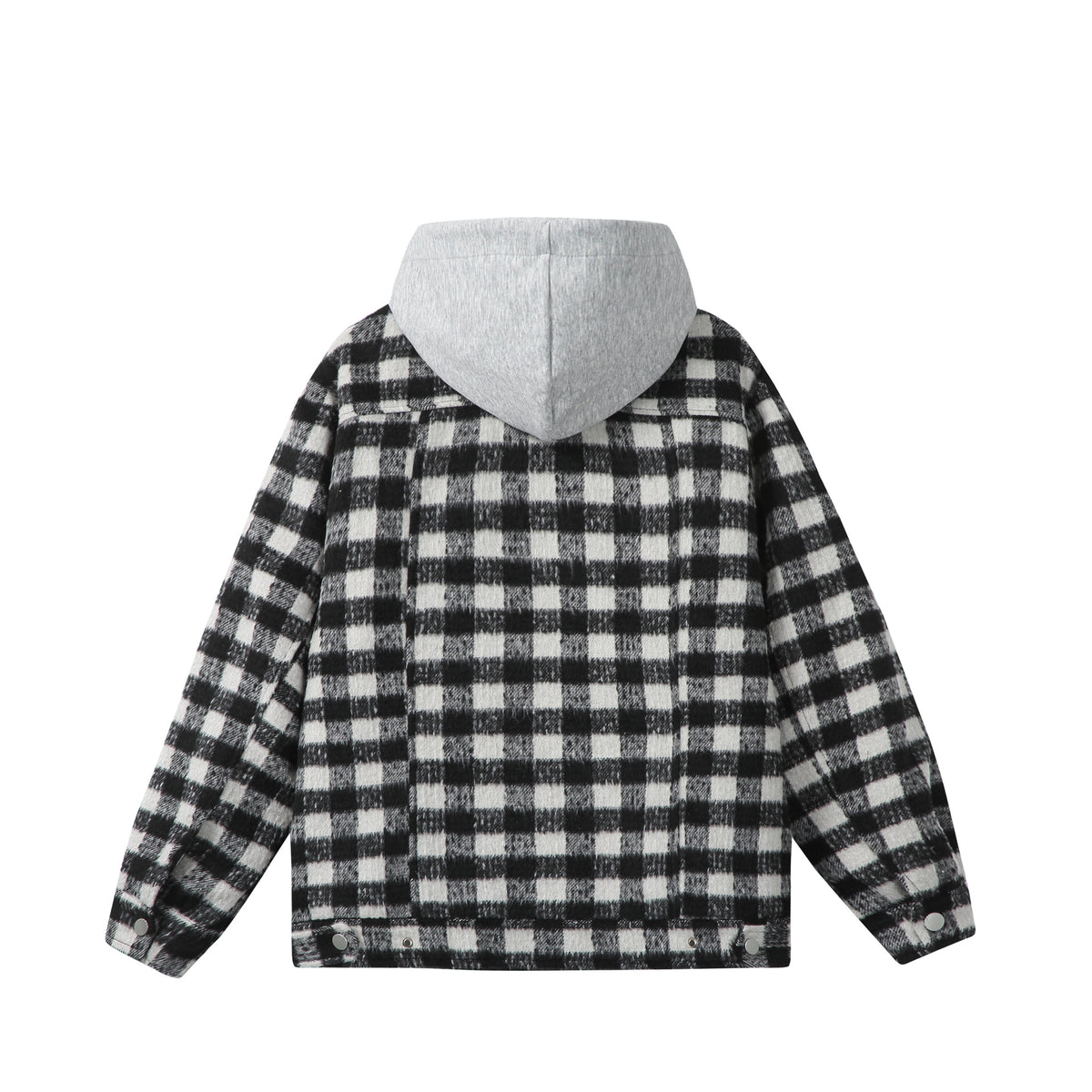 Women's short jacket in shacket style with checked wool look and integrated sweat hood EVA-US