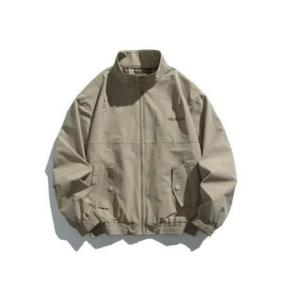 Men's Casual Boxy Blouson made of structured microfiber with stand-up collar, zipper and patched flap pockets EVA-US
