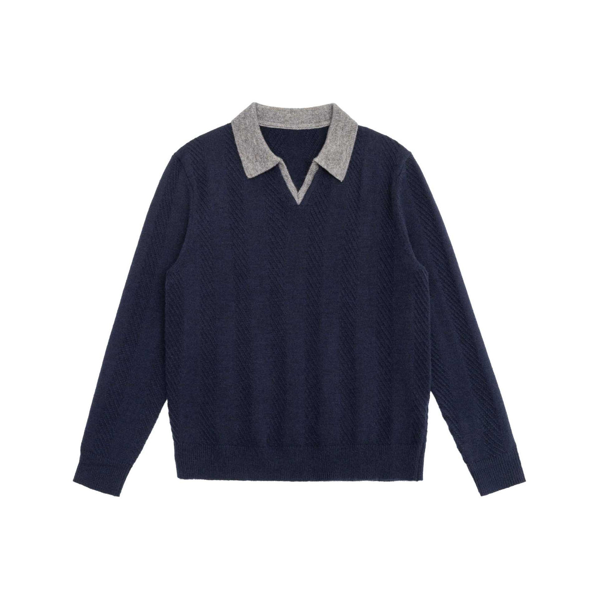 Unisex knitted sweater with polo collar and V-neck EVA-US