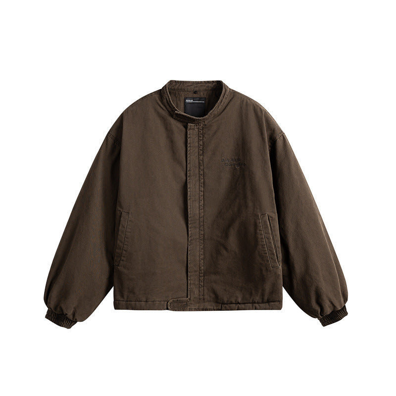 Men's short-cut canvas blouson with teddy collar and padded thermal lining EVA-US