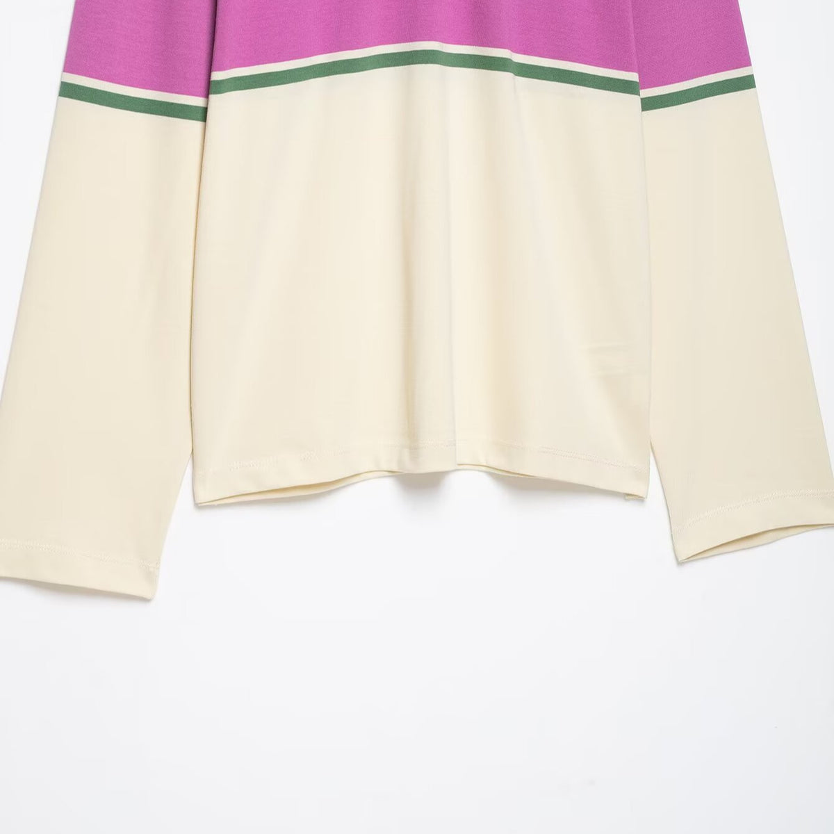 Women's Oversize Rugby Polo Shirt with Wide Block Stripes and Kent Collar EVA-US