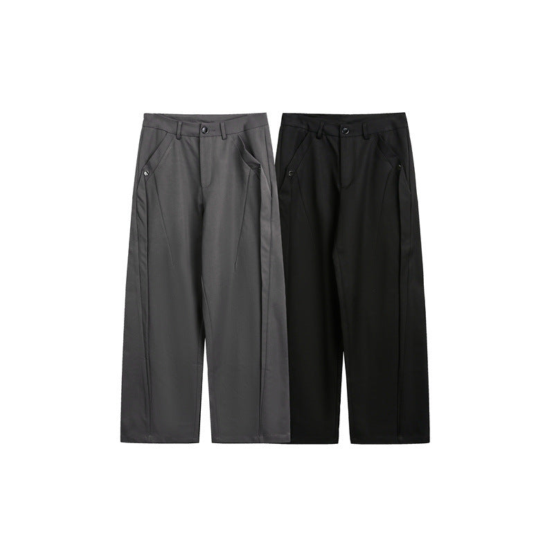 Women's Wide High-Waist Fabric Trousers with Crease and Side Insert Pockets EVA-US