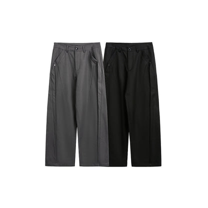 Women's Wide High-Waist Fabric Trousers with Crease and Side Insert Pockets EVA-US