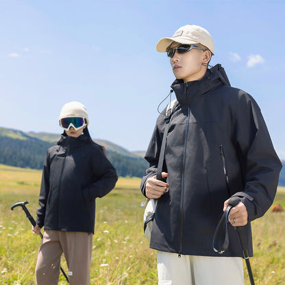 Unisex Softshell Outdoor Jacket with continuous fleece lining, adjustable hood, and water-repellent membrane EVA-US