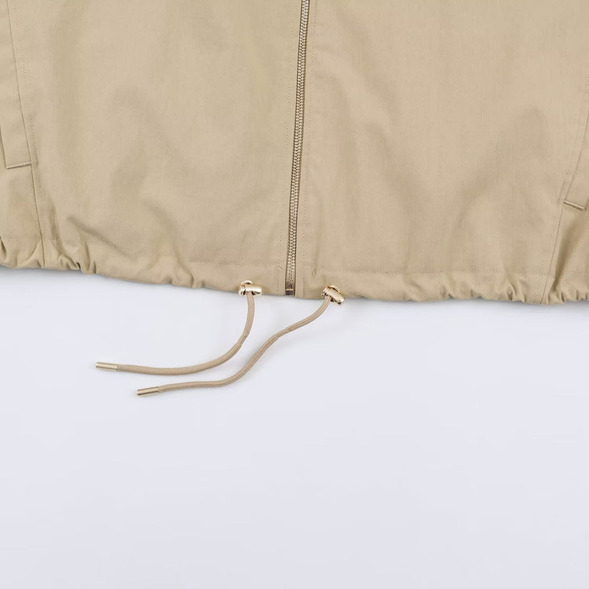 Women's Lightweight Hoodie Jacket in Cropped Oversize Fit with Drawstring Hem and Concealed Zipper EVA-US
