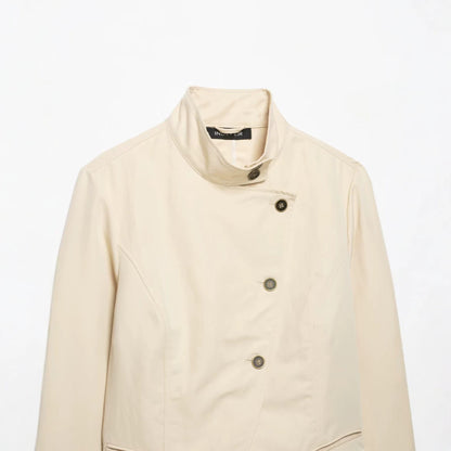 Women's asymmetrical cropped transitional jacket with stand-up collar and tailored fit EVA-US