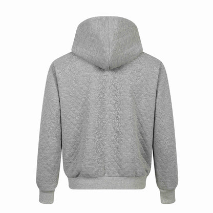Unisex Quilted Hooded Jacket with Zipper, Kangaroo Pocket and Reflective Tiger Embroidery EVA-US