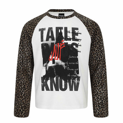Women's long sleeve shirt in raglan style with leopard sleeves and waffle texture EVA-US