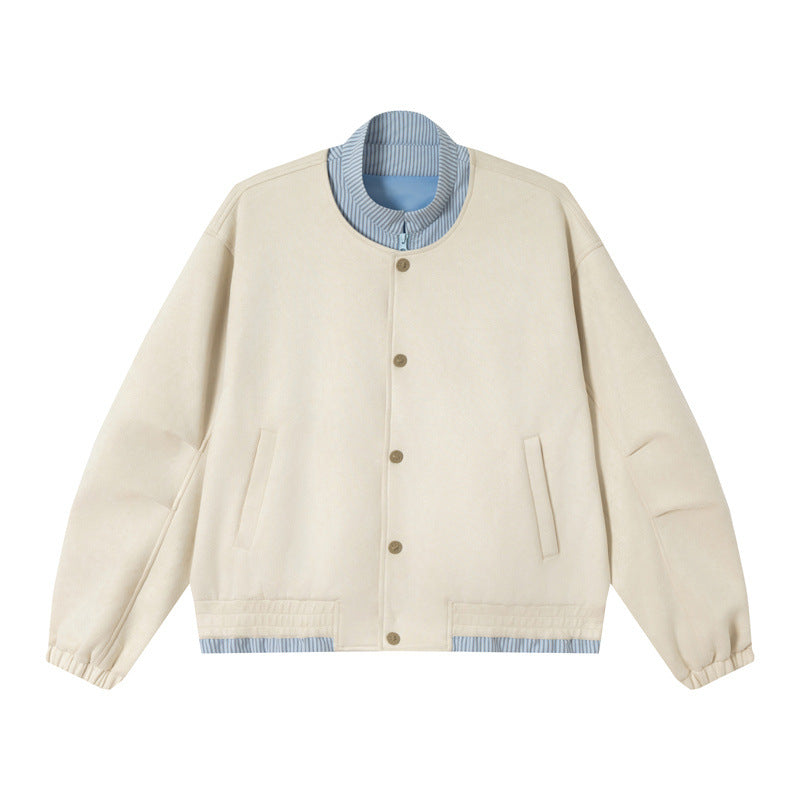 Unisex Short Cropped Boxy Blouson Jacket made of Cotton Blend with Quilted Lining and Stand-Up Collar EVA-US
