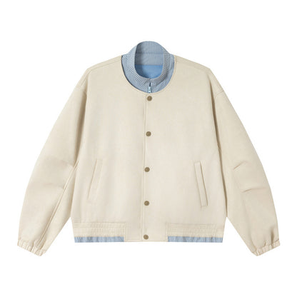 Unisex Short Cropped Boxy Blouson Jacket made of Cotton Blend with Quilted Lining and Stand-Up Collar EVA-US