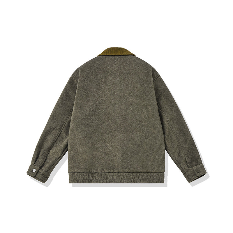 Men's short-cut fleece jacket with cord collar and safety chest pocket EVA-US