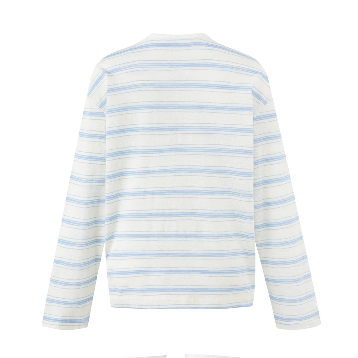 Women Striped Long Sleeve Henley Shirt from Lightweight Cotton Blend EVA-US