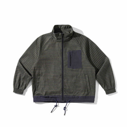 Unisex Striped Utility Training Jacket with Stand-Up Collar, Chest Zipper Pocket and Drawstring EVA-US