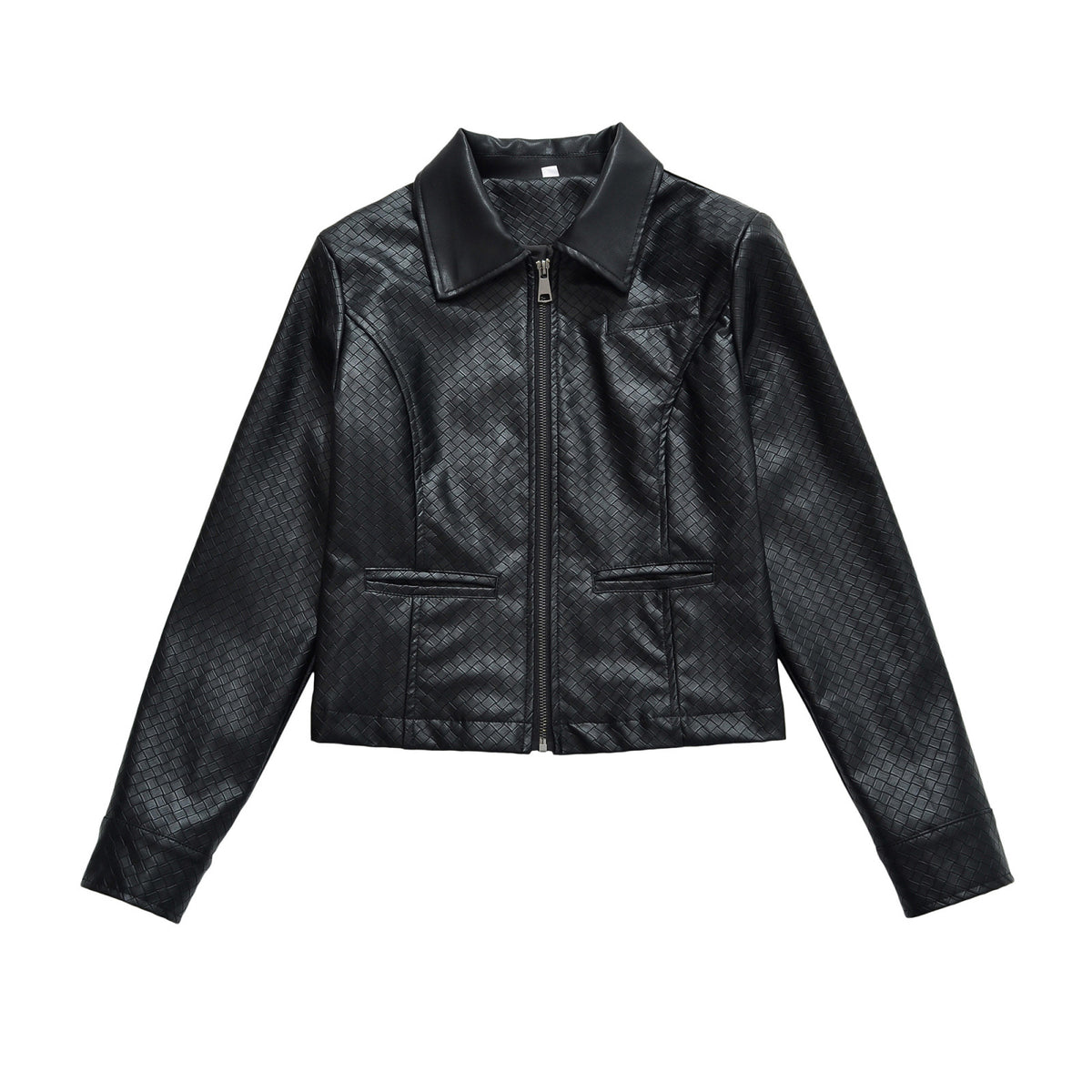 Women’s jacket made of embossed faux leather with zipper and shirt collar EVA-US