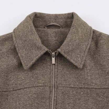 Women’s short jacket with balloon sleeves, wide shirt collar, and elastic hem EVA-US