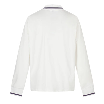 Ladies Long Sleeve Polo Shirt with Rhinestone Application and Contrasting Cuffs EVA-US