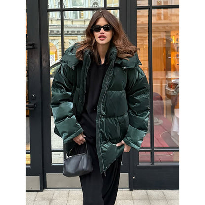 Women's quilted winter jacket with drawstring waist and high standing collar EVA-US