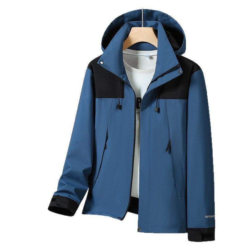 Men's Lightweight Softshell Jacket with Contrast Shoulder, Adjustable Hood and Water-Repellent Membrane EVA-US