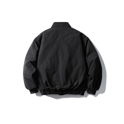 Unisex Boxy-padded Short Jacket with Funnel Collar and Flap Pockets EVA-US