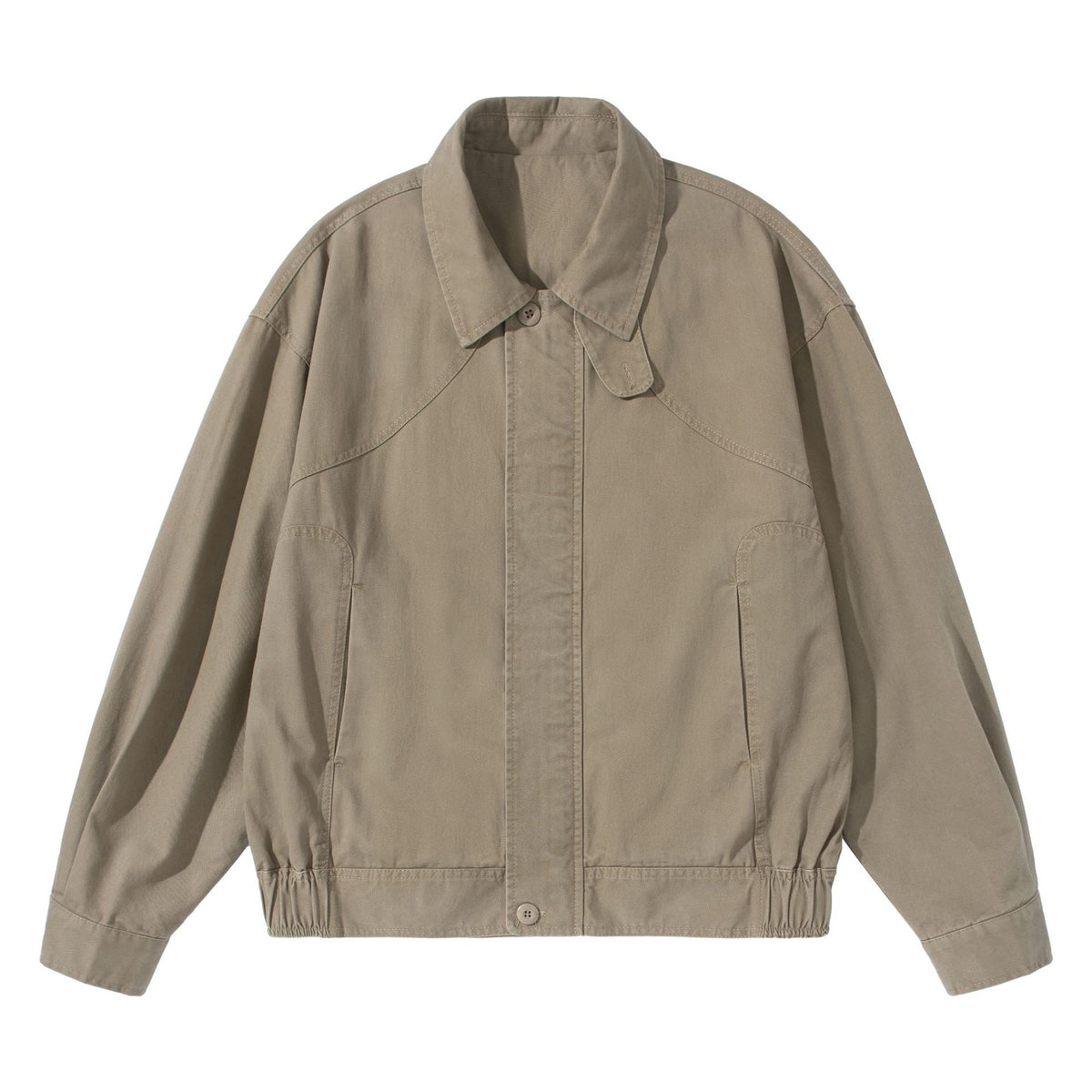 Unisex Short-Cut Utility Blouson with Shirt Collar and Elastic Hem EVA-US