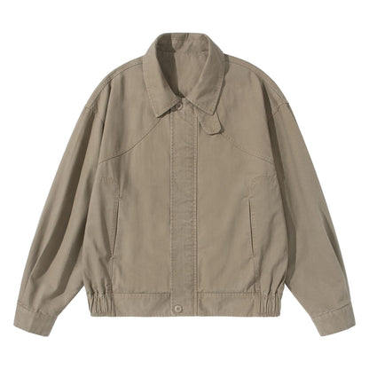 Unisex Short-Cut Utility Blouson with Shirt Collar and Elastic Hem EVA-US
