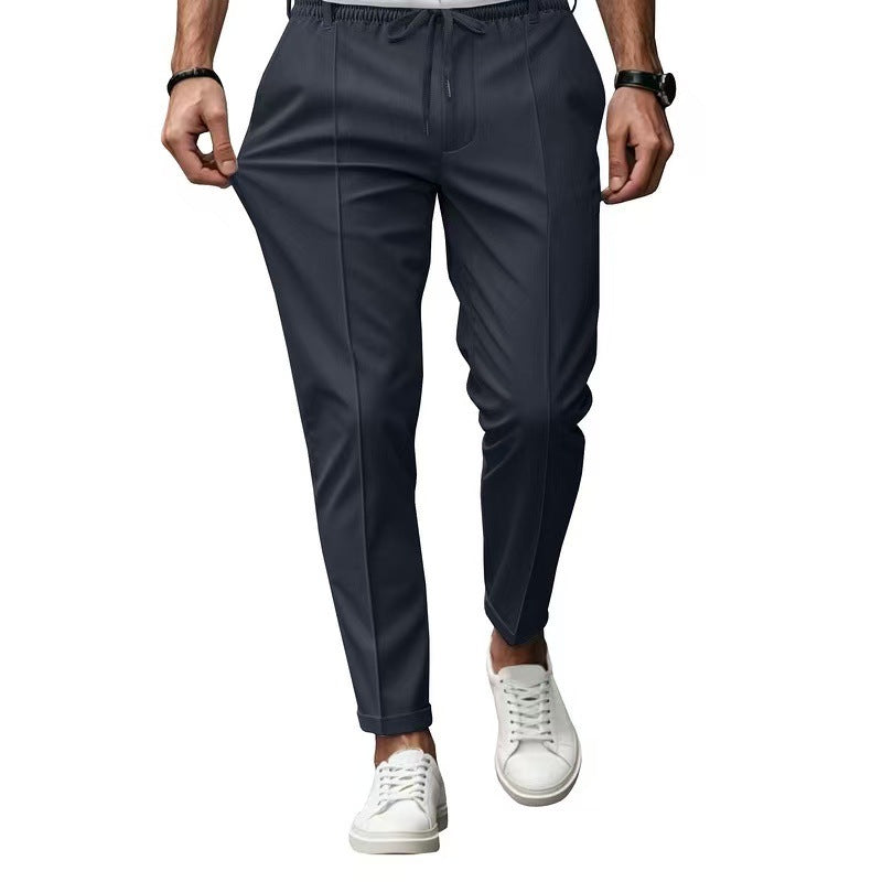 Men's elegant casual pants with elastic waistband and side pockets EVA-US
