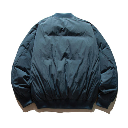 Men's Voluminous Boxy Bomber Jacket with Padded Insulation and Subtle Chest Zipper Pocket EVA-US
