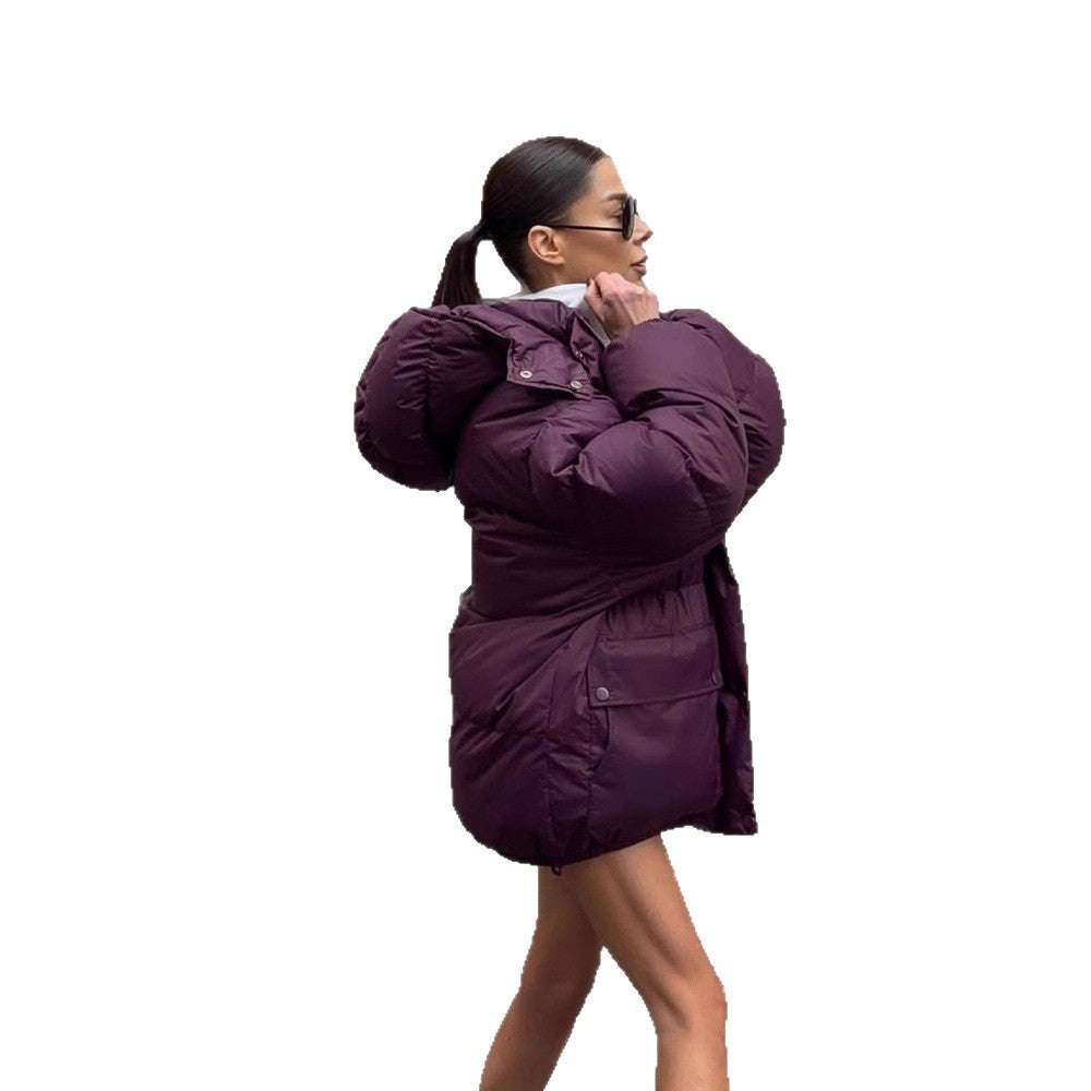 Women’s Oversized Padded Jacket with Hood and Quilted Thermal Lining EVA-US