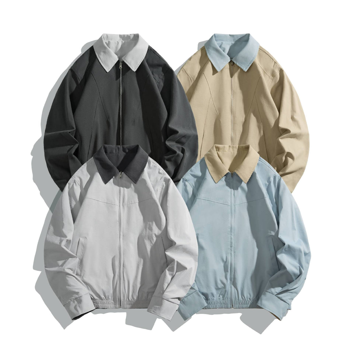 Unisex Short Cut Boxy Blouson with Contrast Collar and Light Padding EVA-US