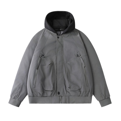 Men's Boxy Utility Bomber with quilted thermal insulation, integrated hood, and concealed zippers EVA-US