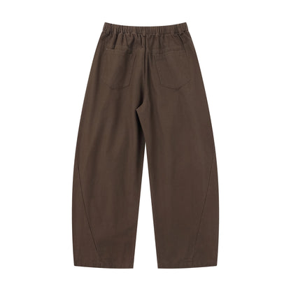 Women Wide Culotte Pants with Decorative Pleats and Elastic Waistband EVA-US