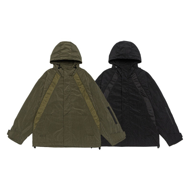 Unisex Oversize Utility Parka with Hood, Mesh Inserts and Concealed Front Flap EVA-US