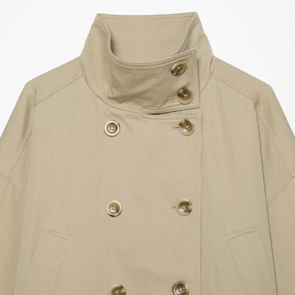 Women's short parka with funnel collar, double-breasted closure, and adjustable drawstring EVA-US