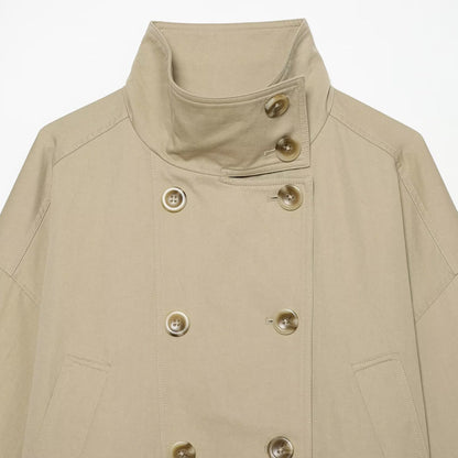 Women's short parka with funnel collar, double-breasted closure, and adjustable drawstring EVA-US
