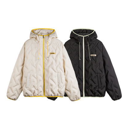 Unisex Padded Hoodie in Boxy Cut with Contrast Edges and Elastic Hem EVA-US