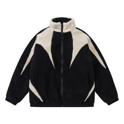 Unisex Oversized Teddy Fleece Jacket with High Standing Collar EVA-US