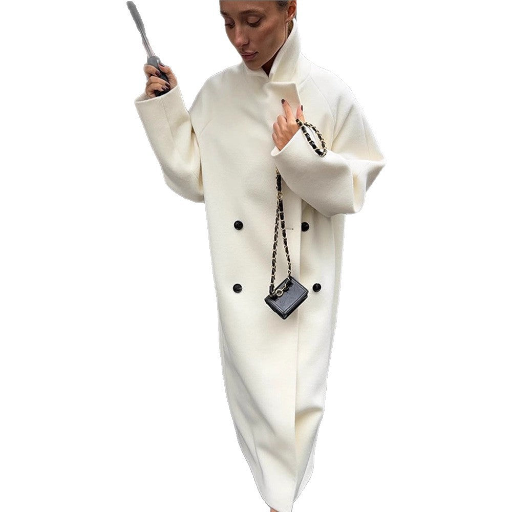 Women's Maximal Coat in clean-cut cocoon style with high stand-up collar EVA-US